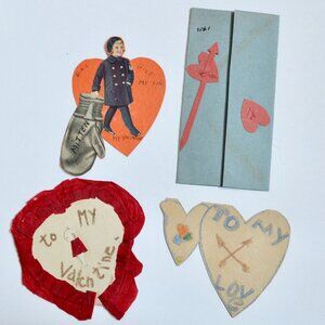 1930s Vintage HANDMADE OOAK Valentine Cards Unique Lot #3